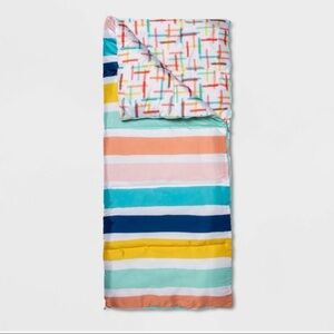 NWT sun squad kids printed sleeping bag w/carrying bag pastel colored